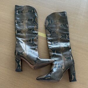 Authentic 100% leather Paris Texas Snakeskin brown Knee-High Boots size 37